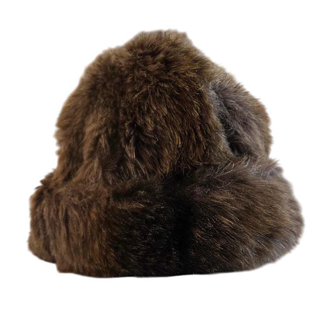 Vintage Liberty Shop Brown Faux Fur Hat Cloche Style Winter Warm Headwear‎
